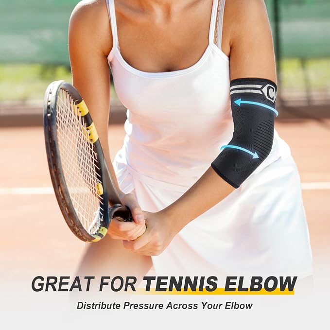 CAMBIVO 2 Pack Elbow Brace Compression Sleeve, Tennis & Golfer's Elbow | Breathable 3D Knit, Moisture-Wicking, No Straps or Velcro, Epicondylitis, Tendonitis & Arthritis Relief, All-Day Wear