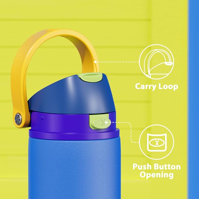 Meoky 24 oz Insulated Water Bottle for Men Stainless Steel Water Bottle with 2-in-1 Straw and Spout Lid - Leak Proof, Cold for 24 Hours, Fits in Car Cup Holder, BPA-Free for Sports Travel, Sapphire