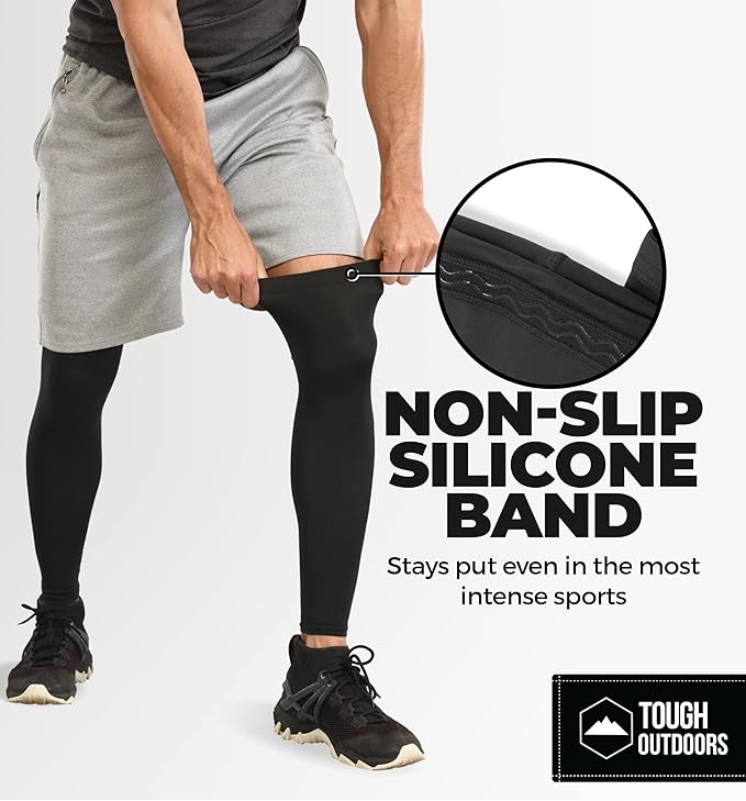Tough Outdoors Leg Compression Sleeve - Leg Sleeves for Men & Women - Compression Calf Sleeves - Basketball Football Cycling