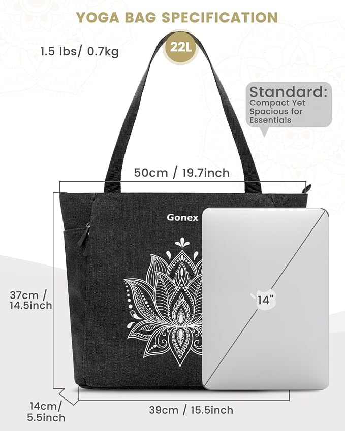 Gonex Yoga Mat Bag with Zipper Mat Carrier Canvas Gym Tote | Durable Canvas, Zipper Closures Prevent Slipping, Quick Access, Bottle Holder, Fits Yoga Blocks, Gym & Travel Use