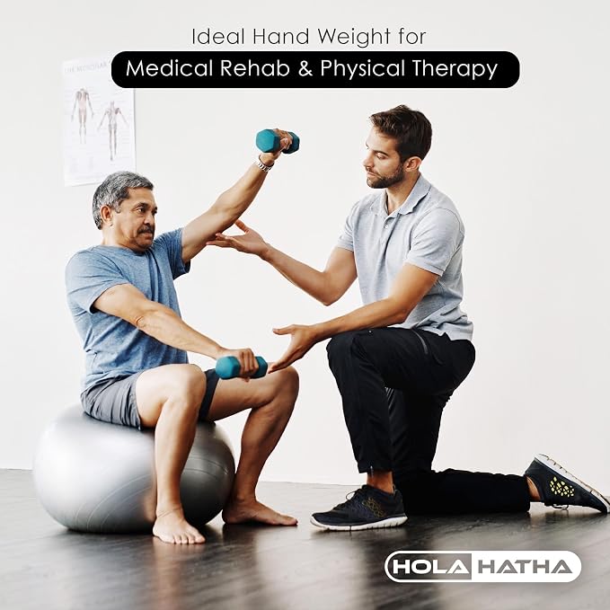 HolaHatha 1, 2 and 3 lb Neoprene Dumbbell Strength Training Weight Set with Rack