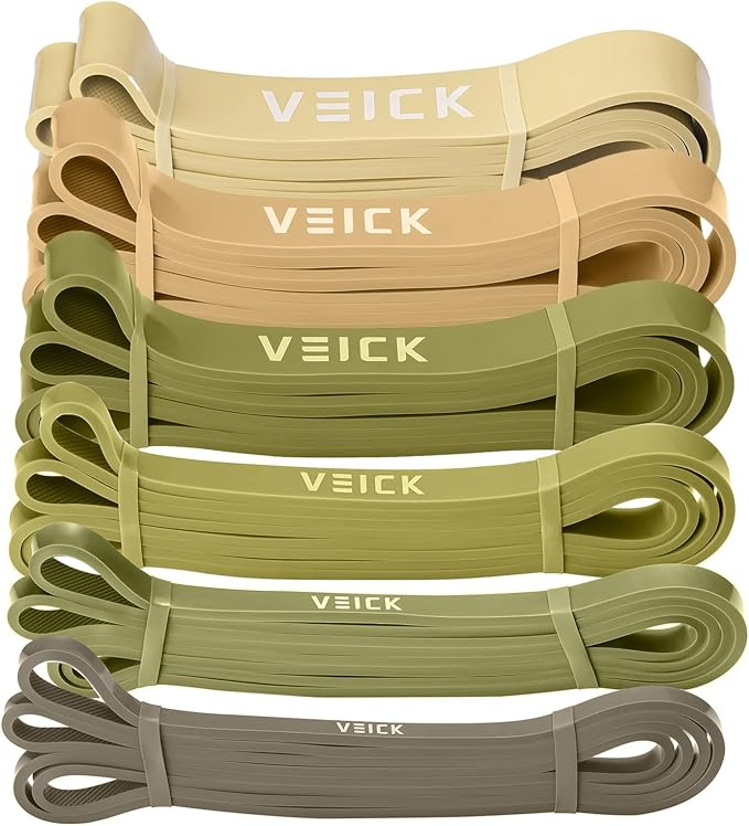 VEICK Pull Up Assist Resistance Bands for Home Gym | 100% Natural Latex, Non Slip Leather Texture, Space Saving, Versatile for Full Body Training, Home Gym