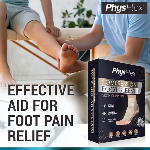 PhysFlex Ankle Brace Support - Ankle Compression Sleeve - Foot Brace for Women & Men - Tendonitis & Arthritis Ankle Brace Sports Running, Plantar Fasciitis Relief & Stabilizing Ankle Wrap