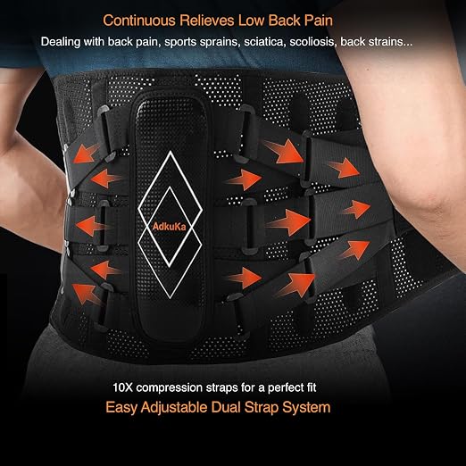 Back Brace for Lower Back Pain Women Men - 10x Maximum Compression and Adjustable - Lumbar Support Belt with 3D Pad - Ergonomic and Breathable 3D Material - for Herniated Disc,Sciatica (XL)