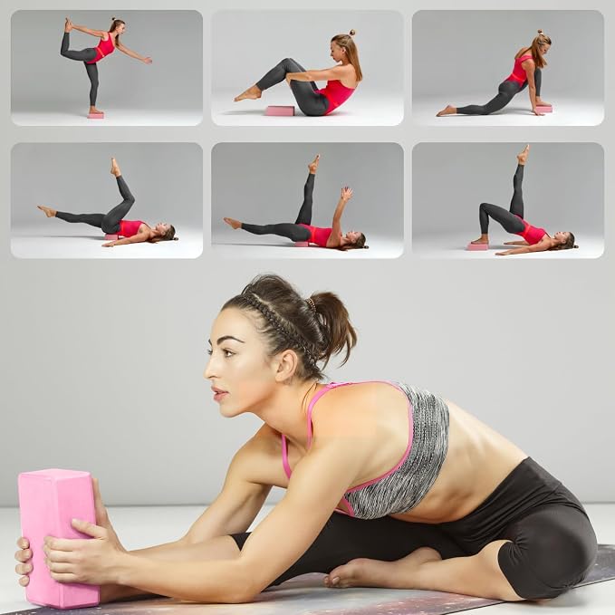 Yoga Blocks 2 Pcs, 9"x6"x3" Yoga Brick Foam Blocks EVA Foam Block Yoga Props Accessories for Yoga Pilates Stretching and Meditation