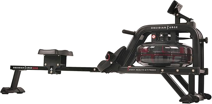 Sunny Health & Fitness Premium Water Rower w/Intensive Dynamic Real-Time Resistance, 300 LB Capacity Flip-able Rowing Machine for Home Training, Optional Free SunnyFit App Connection