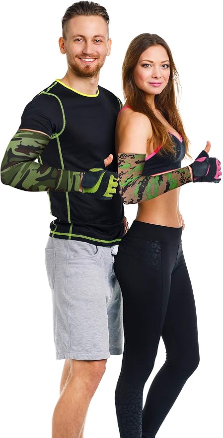 Mudder 8 Pairs UV Sun Protection Cooling Arm Sleeves for Men Women Youth Silk Compression Arm Cover Breathable Outdoors Sport