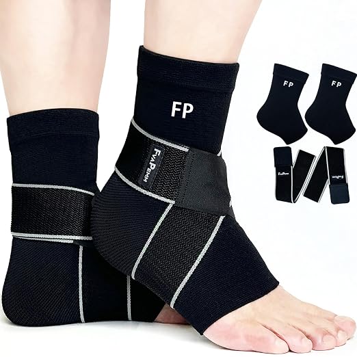 Ankle Brace for Women Men, 2 Pack Ankle Compression Sleeve Support Copper Infused Ankle Brace for Sprained Ankle, Plantar Fasciitis Sports, Achilles Tendonitis Pain Relief, Black, S