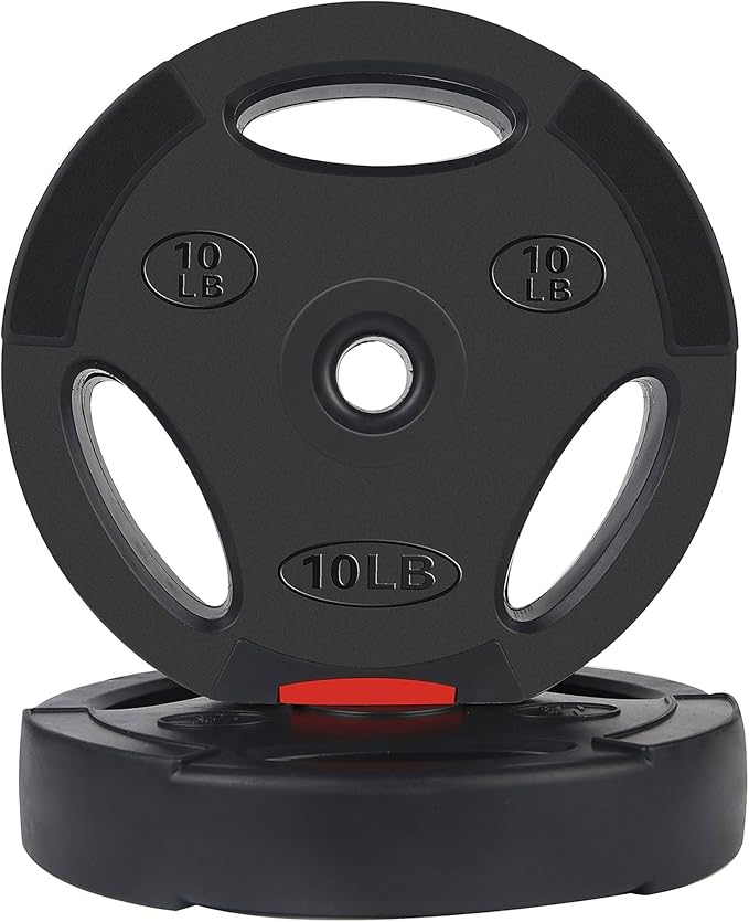 Signature Fitness Vinyl Standard Plate Weight Plate for Strength Training and Weightlifting, Multiple Sizes