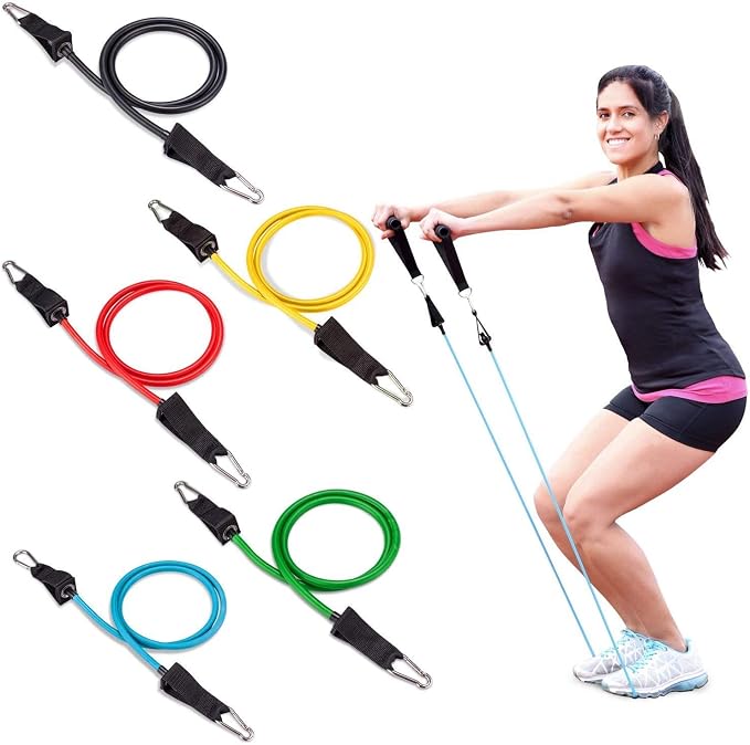 Fit Simplify Resistance Loop Exercise Bands and Tube Bands with Handles, Ankle Straps and Door Anchor