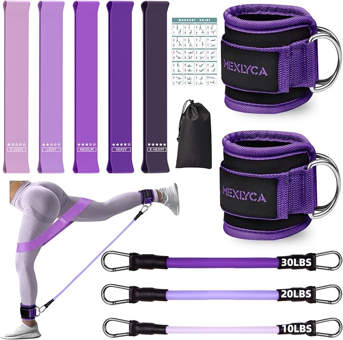 Resistance Bands Set – Resistance Band and Adjustable Ankle Exercise Bands with Cuffs Great Equipment for Training, Working Out, Yoga,Home Gym with Training Guidance & Carry Bag,Set of 8