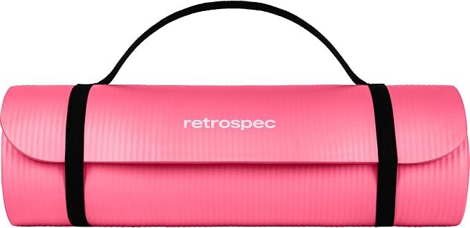 Retrospec Solana Yoga Mat 1" Thick w/Nylon Strap for Men & Women - Non Slip Exercise Mat for Home Yoga, Pilates, Stretching, Floor & Fitness Workouts