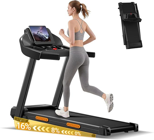 16% Foldable Incline Treadmills for Home, 12 Automatic Modes