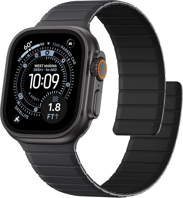 SNBLK Magnetic Band Compatible with Apple Watch Bands for Men 44mm 45mm 46mm 49mm 42mm 41mm 40mm 38mm Women, Secure Silicone Sport Loop Magnet Strap for iWatch Ultra 3 2 1 SE Series 11 10 9 8 7 6 5 4