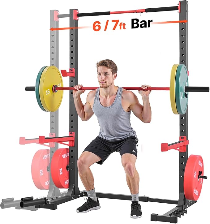 VEVOR Power Cage Squat Rack, Multifunctional Squat Rack for Home Gym, Workout Strength Training Equipment for Bench Press Squats Pull-Up