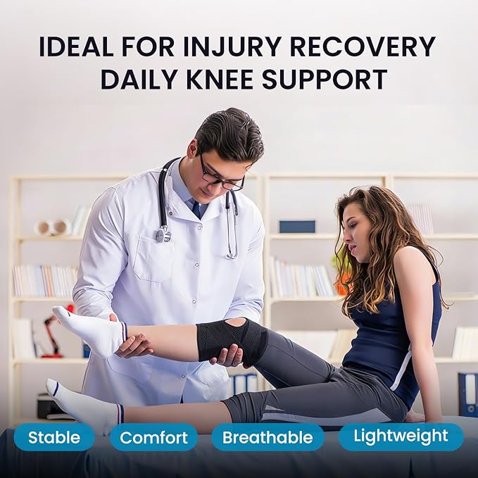 Galvaran Knee Brace with Side Stabilizers for Meniscal Tear Knee Pain ACL MCL Arthritis Injuries Recovery, Breathable Adjustable Knee Support for Men and Women