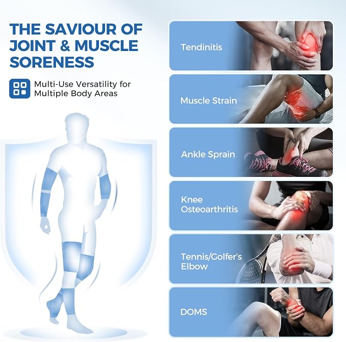 Tolaccea Hot & Cold Therapy Flexible Ice Packs Cold Therapy Compression Sleeve Reusable Gel Pack for Injury Cold Wrap for Knee Calf Elbow (Large (Pack of 1), Blue)