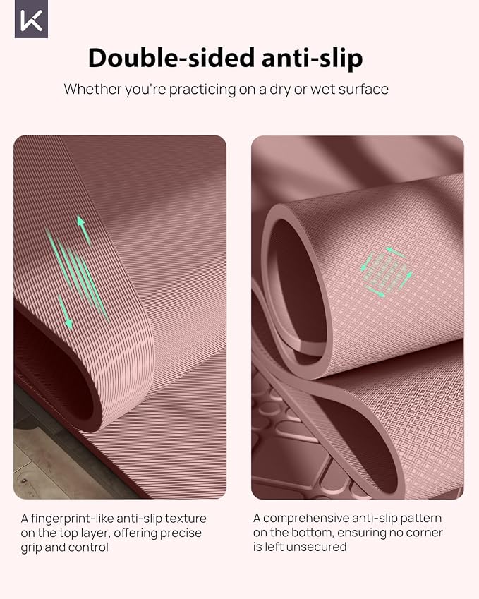 KEEP Extra Wide Yoga Mat, 7mm Thick 72" x 32" Exercise Mat | 7mm thick Extra wide yoga mat with carry strap for home workout, yoga, exercise and Pilates