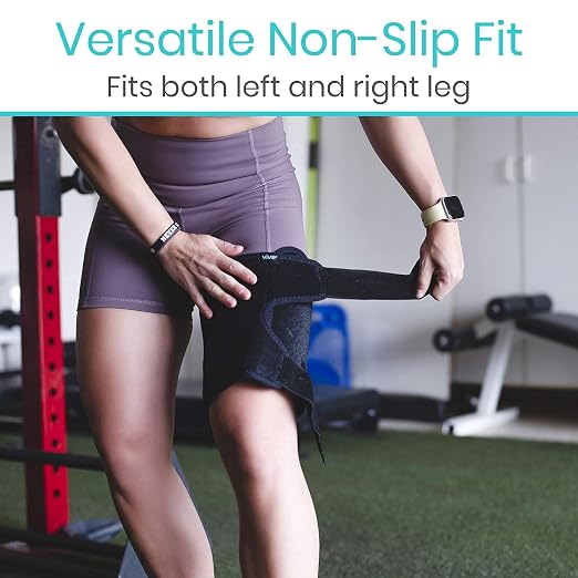 Vive Thigh Brace - Hamstring Quad Wrap - Adjustable Compression Sleeve | Support for Pulled Groin Muscle, Sprains, Quadricep, Tendinitis, Workouts, Sciatica Pain and Sports Recovery - Men, Women