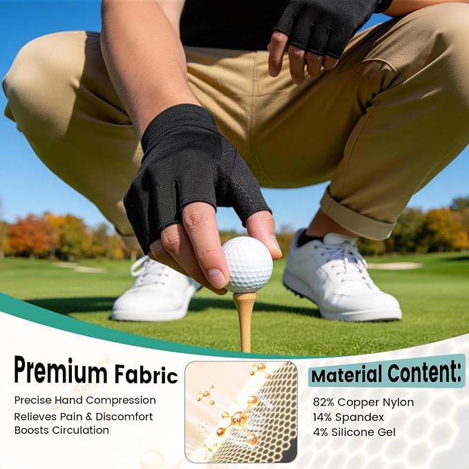 Arthritis Compression Gloves for Men & Women, Carpal Tunnel Pain Relief | Wrist Thumb Support, Fingerless, Breathable Lycra, Non-Slip for Tendonitis, Pain & Swelling Relief - 1 Pair