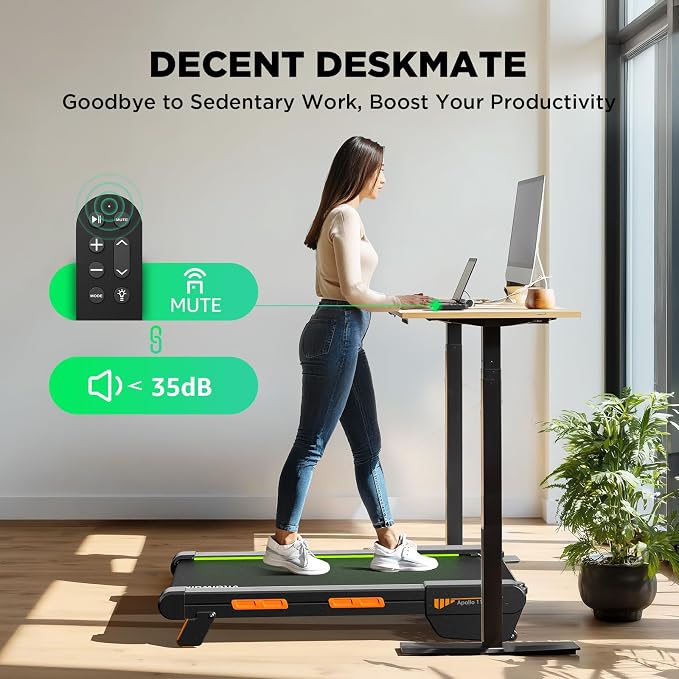 Walking Pad with Incline 15% Auto Treadmills for Home Small Space | Full Deck 3.0HP Brushless Portable Under Desk Treadmill, Vertical Storage Space-Saving, Ambient Light, 350LBS