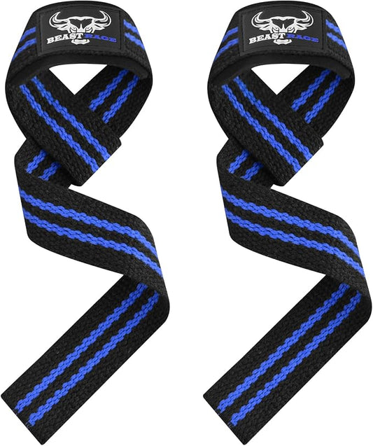 BEAST RAGE Lifting Wrist Straps for Weightlifting, Straps Gym Grip Power Workouts Lifting Straps Padded Neoprene & Premium Cotton Men Women, Deadlift Bodybuilding Exercise Lifting Straps