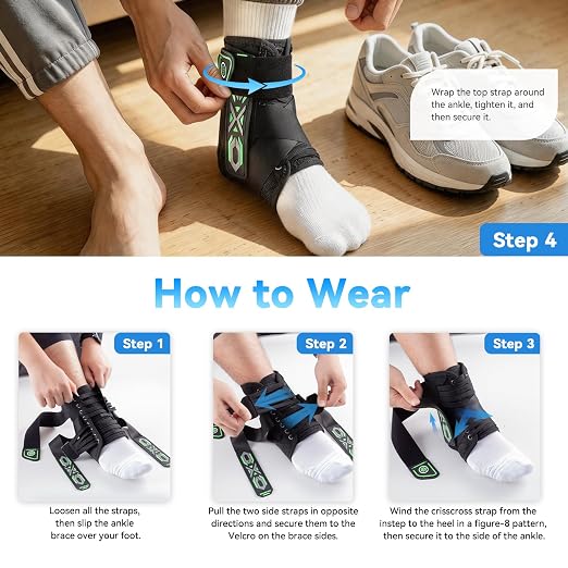 Ankle Brace For Sprained Ankle Brace Lace Up Adjustable Ankle Stabilizer | Upgraded Ankle Brace For Men Women Ankle Support Air Fabric Cool Ankle Brace For Injury Recovery, Sports,Running,Work