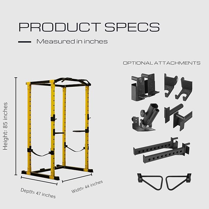 HulkFit Power Rack, Multi-Function Squat Rack with LAT Pull Down, Power Cage with Pulley System, Strength Training Home Gym Equipment with Workout Equipment Attachments, Cable Machine for Home Gym