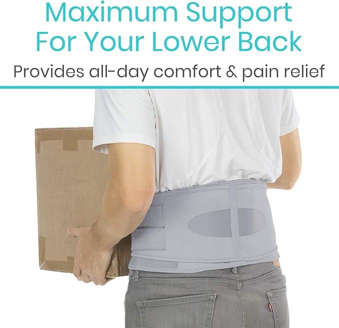 Vive Lower Back Support Brace for Men & Women - Dual Adjustable Lumbar Belt for Heavy Lifting, Herniated Disc, Sciatica, Scoliosis, & Thoracic Pain Relief - Compression Posture Device for Work or Home | For Heavy Lifting, Herniated Disc, Sciatica, Scol...