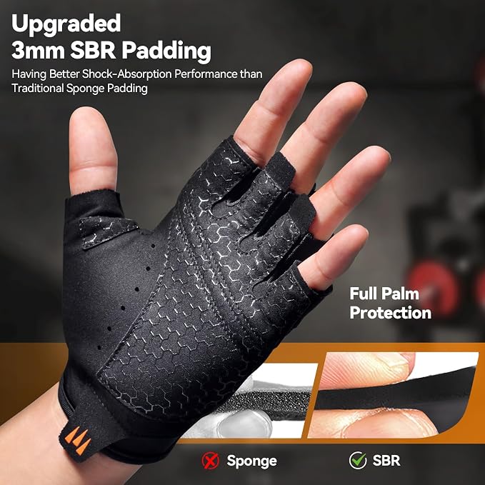 Workout Gloves for Women and Men | Breathable Weight Lifting Gloves, Grip & Shock Absorption, Full Palm Protection, Gym Exercise, Fitness, Training & Cycling