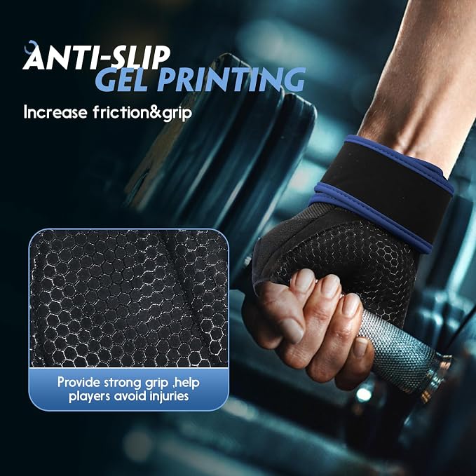 Workout Gloves Gym Gloves Weight Lifting Gloves for Men Women with Full Palm Pad,Strong Wrist Wraps Support,Enhanced Grip,for Fitness,Training,Weightlifting,Exercise