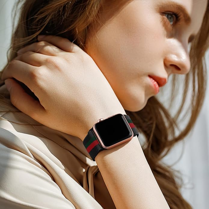 Lerobo Braided Band Compatible with Apple Watch Series 11 10 9 8 7 46mm 45mm 41mm Ultra SE 3 2 1 49mm Series 6 5 4 3 44mm 40mm 38mm 42mm Men iWatch Bands Women Stretchy Nylon Solo Loop Sport Strap
