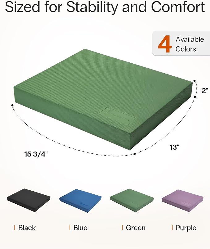 StrongTek Foam Balance Pad, High-Density TPE, 15.8 x 13 x 2 in, Non-Slip | Water-Resistant, Supportive Cushioning, Kneeling Support, Core Strength and Stability Training, Physical Therapy and Yoga