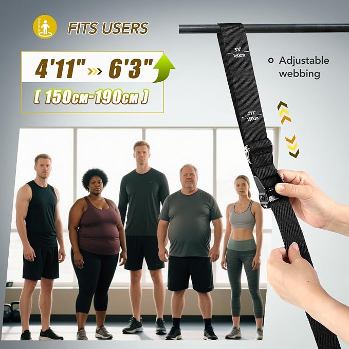 ALongSong Pull Up Assistance Bands with Foot Support Pedal - Upgraded Heavy Duty Resistance Bands Adjustable Weight/Height with 80Lbs Bands&Measured Strap for Strength Training Home Gym