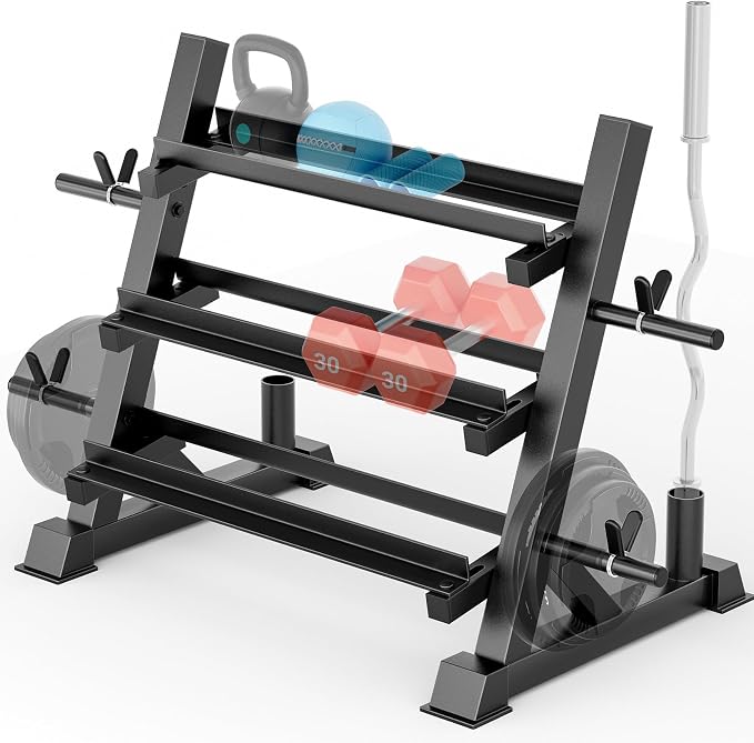 YOLEO Dumbbell Rack, Adjustable & Compact Weight Rack for Dumbbell, Kettlebell, Barbell, Heavy Duty Weight Storage Organizer, Space-Saving Dumbbell Storage Stand Holder for Home Gym - 1100LBS Capacity (Rack Only)