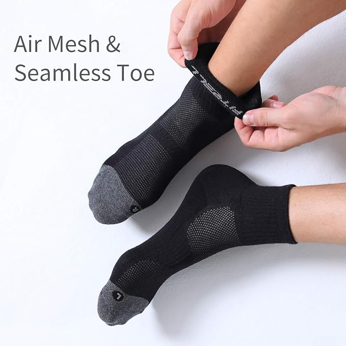 FITRELL 6 Pack Men's Athletic Ankle Socks Cushioned Sports Running Socks 7-9/9-12/12-15