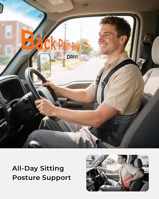 Ultra Breathable Work Back Brace for Men, Upgraded Medical-Grade Support | Lower Back Support Belt with Removable Suspenders - Pain Relief for Lifting, Warehouse, Construction, Moving, Medium