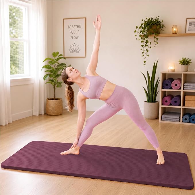 HULKFIT High Density Non Slip Yoga Mat, Extra Thick Exercise Mat with Carrying Strap, for Pilates, Fitness, Home Gym & Floor Workouts - Multiple Thickness & Multiple Color