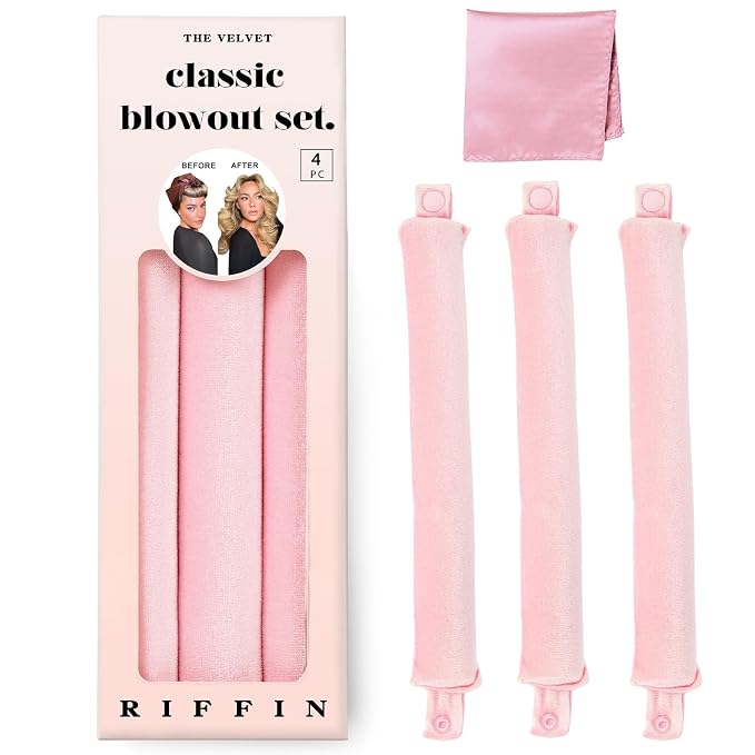 Classic Heatless Curls Overnight Rods - Upgraded Directional Grip Velvet Heatless Hair Curler to Sleep in No Heat Heatless Curling Flexi Rods Foam Hair Rollers for Blowout Look Medium & Long Hair