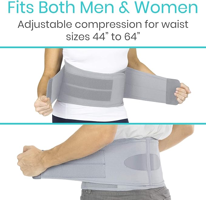 Vive Lower Back Support Brace for Men & Women - Dual Adjustable Lumbar Belt for Heavy Lifting, Herniated Disc, Sciatica, Scoliosis, & Thoracic Pain Relief - Compression Posture Device for Work or Home | For Heavy Lifting, Herniated Disc, Sciatica, Scol...