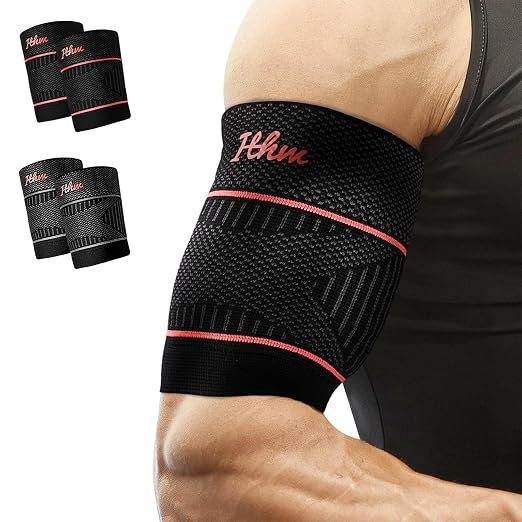 Bicep Tendonitis Brace for Pain Relief, Bicep Compression Sleeve | for Muscle Strains Recovery, Bicep Tendonitis Sleeve for Workouts (Large, 1Pair)