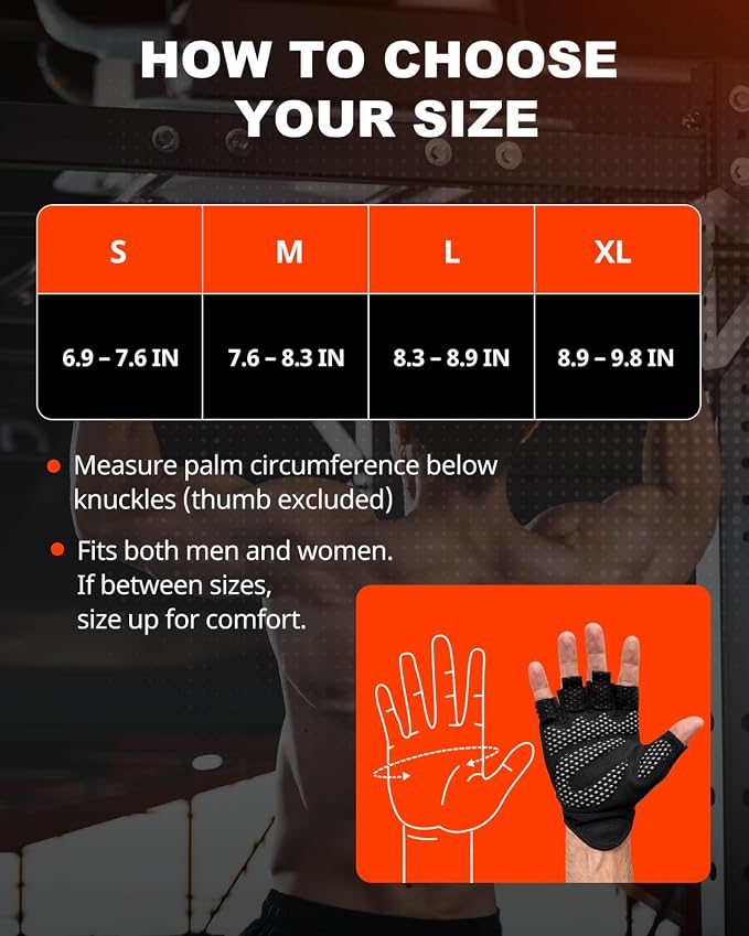 Workout Gloves for Men & Women, Enhanced Grip, Full Palm Protection | Breathable and Durable Gloves for Weight Lifting, Gym Training, Pull Ups, Strength Training and Fitness Workouts