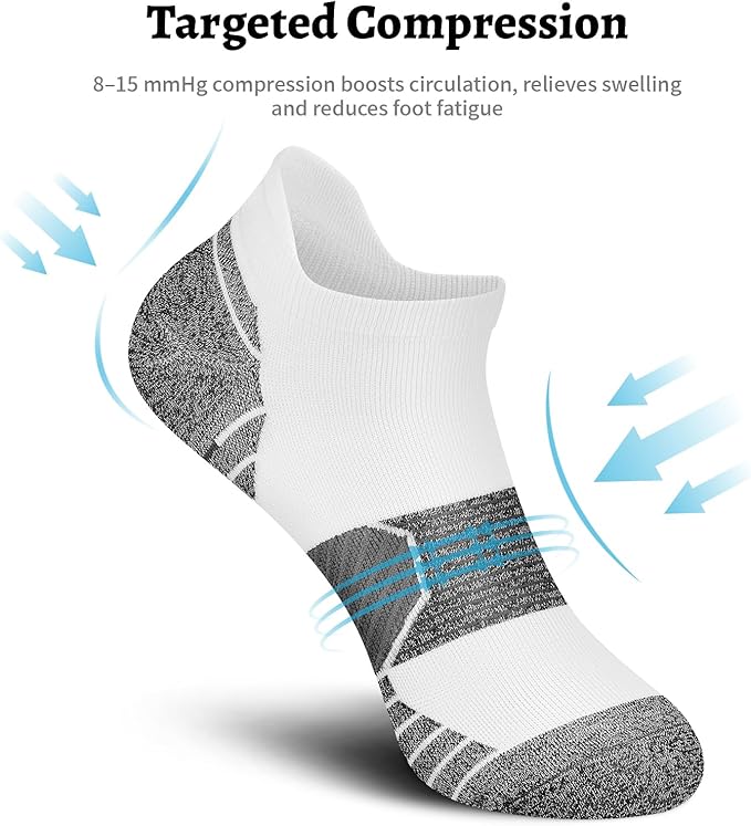 Ankle Compression Socks for Women 6 Pairs Running Socks with Arch Support | Athletic Womens Ankle Socks for Running, Gym, Workouts, Long-Distance Walking, Travel, Daily Use, Relieve Plantar Fasciitis