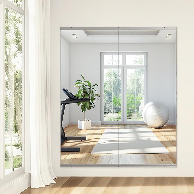 Home Gym Mirror 57x24 2-Pack Large Full Length | Shatterproof,Tempered Glass,HD Reflection,Easy to Install,Classic Design,Crystal-Clear,Multi-Scene Use,Scratch-Resistant