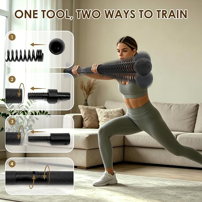 Ropeless Battle Ropes, 2-in-1 Weighted Cordless Ropes for Home Gym, Black | Portable design for strength building, HIIT & low-impact cardio. Versatile exercise equipment for men & women