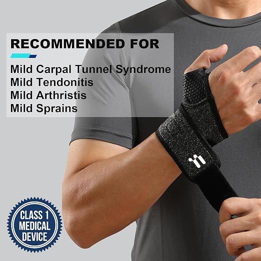 Carpal Tunnel Wrist Brace, Soft Thumb Opening for All-Day Wear & Support | Soft Thumb Design, Moderate Wrist Support, All-day Comfort, Easy Adjustment, Not Restrict Motion, Mild Carpal Tunnel Relief