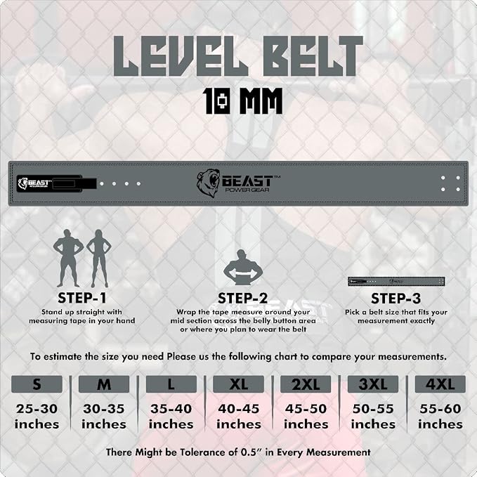 Beast Power Gear Weight Lifting Belt Lever Buckle 10MM 13MM Thick & 4 Inches Free Strap Weightlifting, Powerlifting, Deadlifts, Squats Men Women
