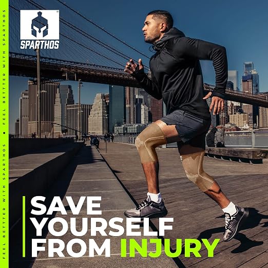 Sparthos Knee Brace for Men, Knee Compression Sleeve for Women - Beige-L