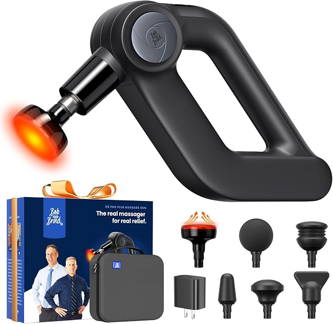BOB AND BRAD D5 Pro Plus Handheld Massage Gun with Heat, FSA-HSA Eligible Deep Tissue Percussion Massage Gun, Powerful Muscle Massager for Athletes Fitness Workout & Daily Recovery, Birthday Gift