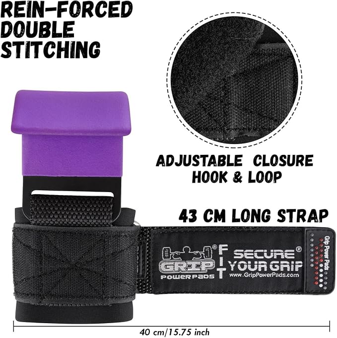 Weight Lifting Rod Hooks Heavy Duty Wrist Wraps Power Weight Lifting Training Gym Grips Straps Set of 2